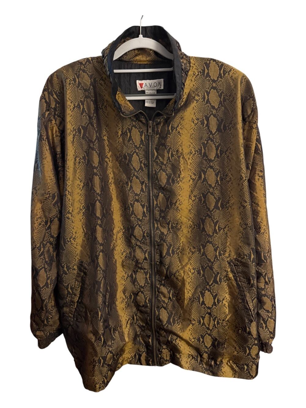 Vintage 1998 LAVON XL Snakeskin Print Windbreaker Jacket 90s Animal Print
